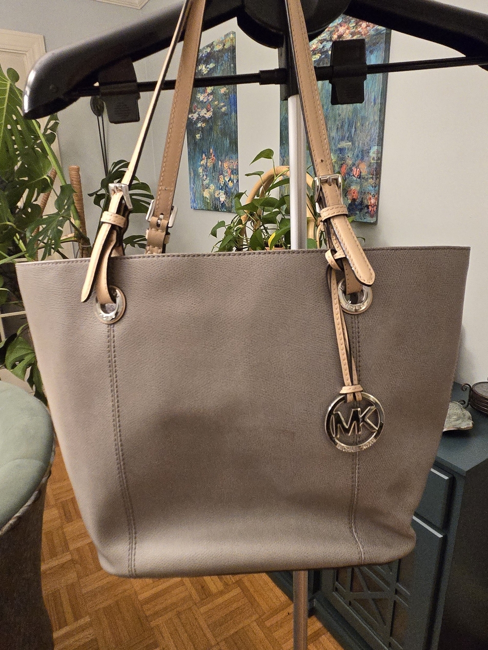 Michael Kors Taupe Tote Bag with Contrast Straps
